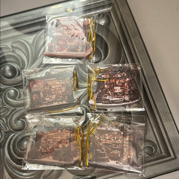Set of 5 Christmas Bookstore Ornaments Acrylic - Picture 2 of 7